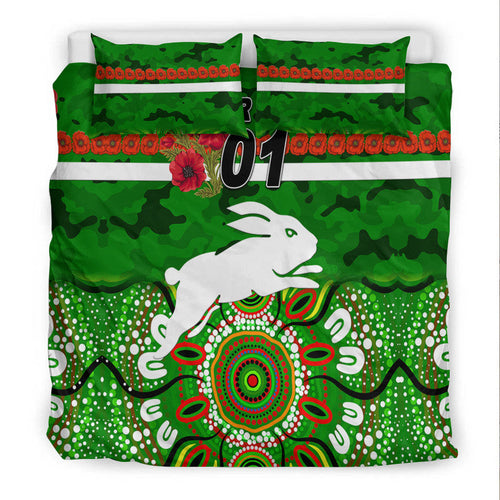 custom-personalised-south-sydney-rabbitohs-anzac-2022-bedding-set-indigenous-vibes-green