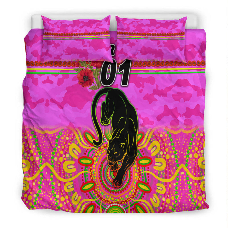 custom-personalised-penrith-panthers-anzac-2022-bedding-set-indigenous-vibes-pink
