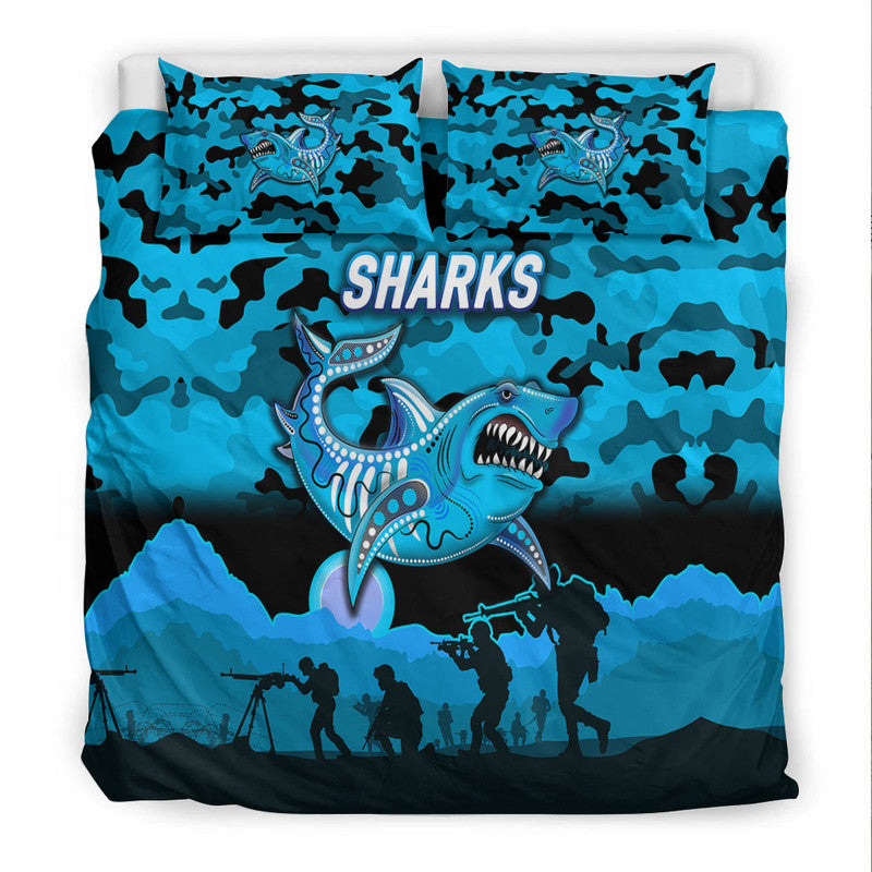 cronulla-sutherland-sharks-anzac-2022-bedding-set-simple-style-black