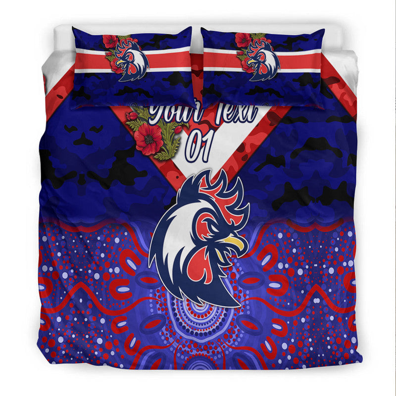 custom-personalised-sydney-roosters-anzac-2022-bedding-set-indigenous-vibes-blue