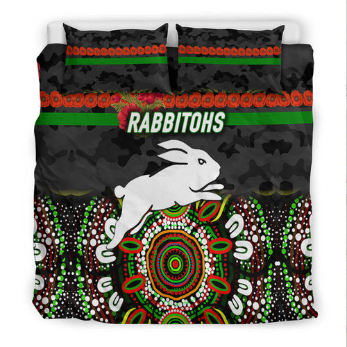 south-sydney-rabbitohs-anzac-2022-bedding-set-indigenous-vibes-black