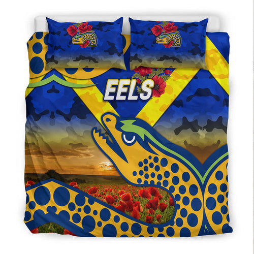 parramatta-eels-anzac-2022-bedding-set-poppy-flowers-vibes-blue