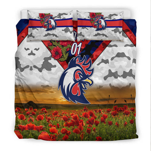 custom-personalised-sydney-roosters-anzac-2022-bedding-set-poppy-flowers-vibes-white