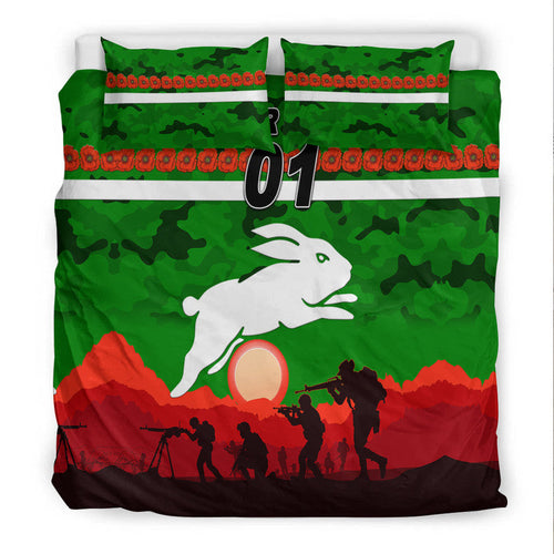 custom-personalised-south-sydney-rabbitohs-anzac-2022-bedding-set-simple-style-green