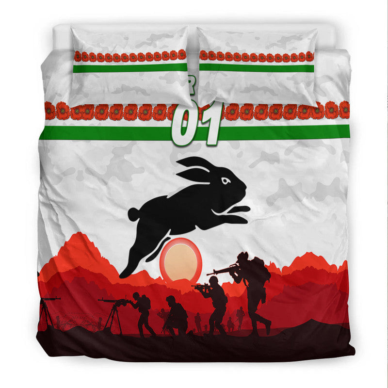 custom-personalised-south-sydney-rabbitohs-anzac-2022-bedding-set-simple-style-white