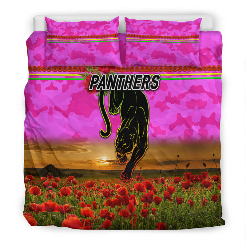 penrith-panthers-anzac-2022-bedding-set-poppy-flowers-vibes-pink