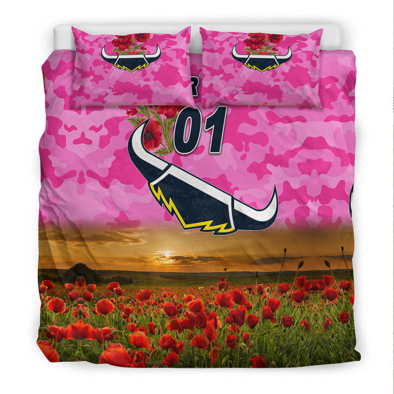 custom-personalised-north-queensland-cowboys-anzac-2022-bedding-set-poppy-flowers-vibes-pink