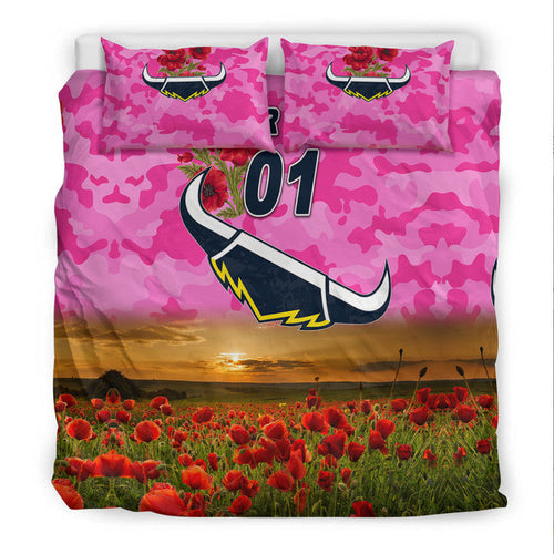 custom-personalised-north-queensland-cowboys-anzac-2022-bedding-set-poppy-flowers-vibes-pink