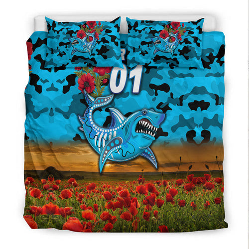 custom-personalised-cronulla-sutherland-sharks-anzac-2022-bedding-set-poppy-flowers-vibes