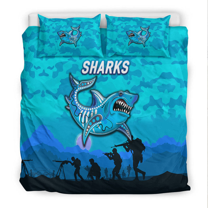 cronulla-sutherland-sharks-anzac-2022-bedding-set-simple-style-blue