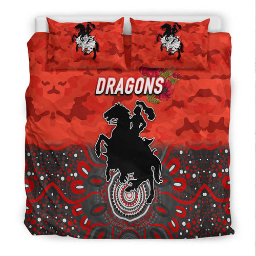 st-george-illawarra-dragons-anzac-2022-bedding-set-indigenous-vibes-red