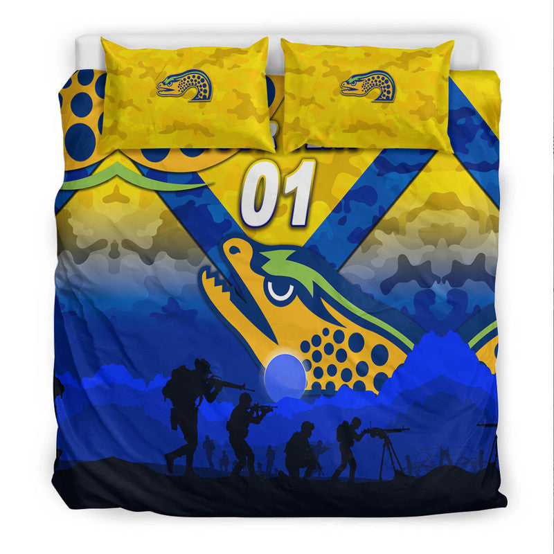 custom-personalised-parramatta-eels-anzac-2022-bedding-set-simple-style-gold