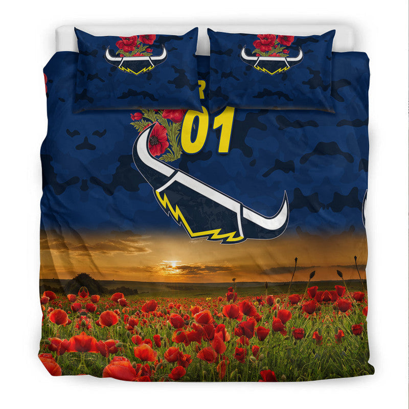 custom-personalised-north-queensland-cowboys-anzac-2022-bedding-set-poppy-flowers-vibes-blue
