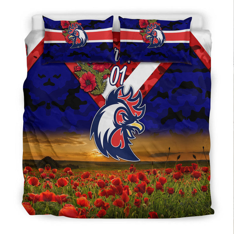 custom-personalised-sydney-roosters-anzac-2022-bedding-set-poppy-flowers-vibes-blue