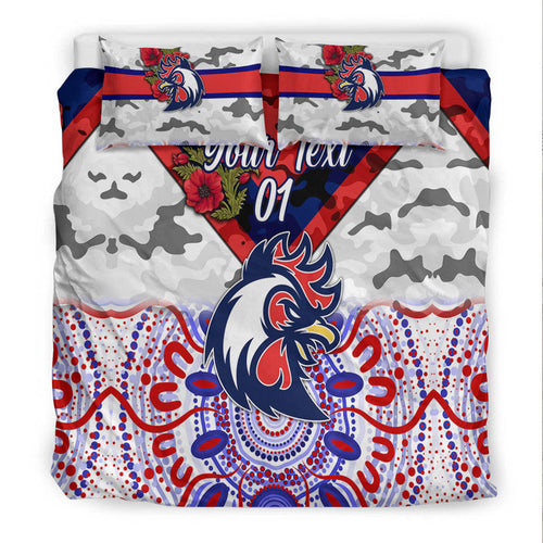 custom-personalised-sydney-roosters-anzac-2022-bedding-set-indigenous-vibes-white