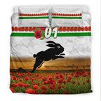custom-personalised-south-sydney-rabbitohs-anzac-2022-bedding-set-poppy-flowers-vibes-white