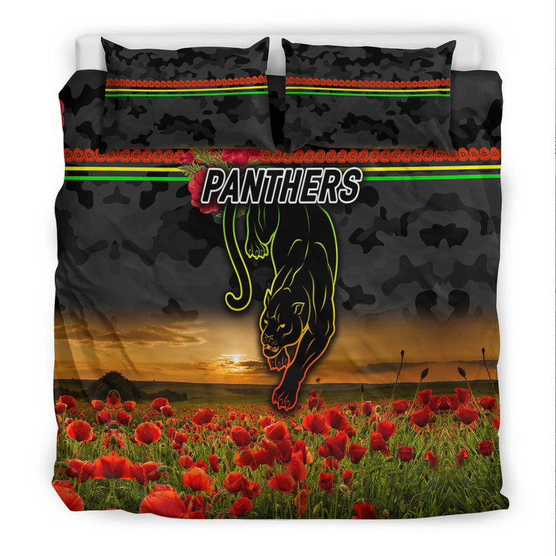 penrith-panthers-anzac-2022-bedding-set-poppy-flowers-vibes-black
