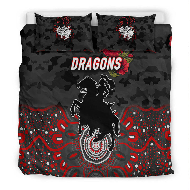 st-george-illawarra-dragons-anzac-2022-bedding-set-indigenous-vibes-black