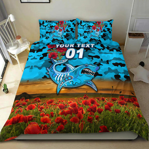 custom-personalised-cronulla-sutherland-sharks-anzac-2022-bedding-set-poppy-flowers-vibes