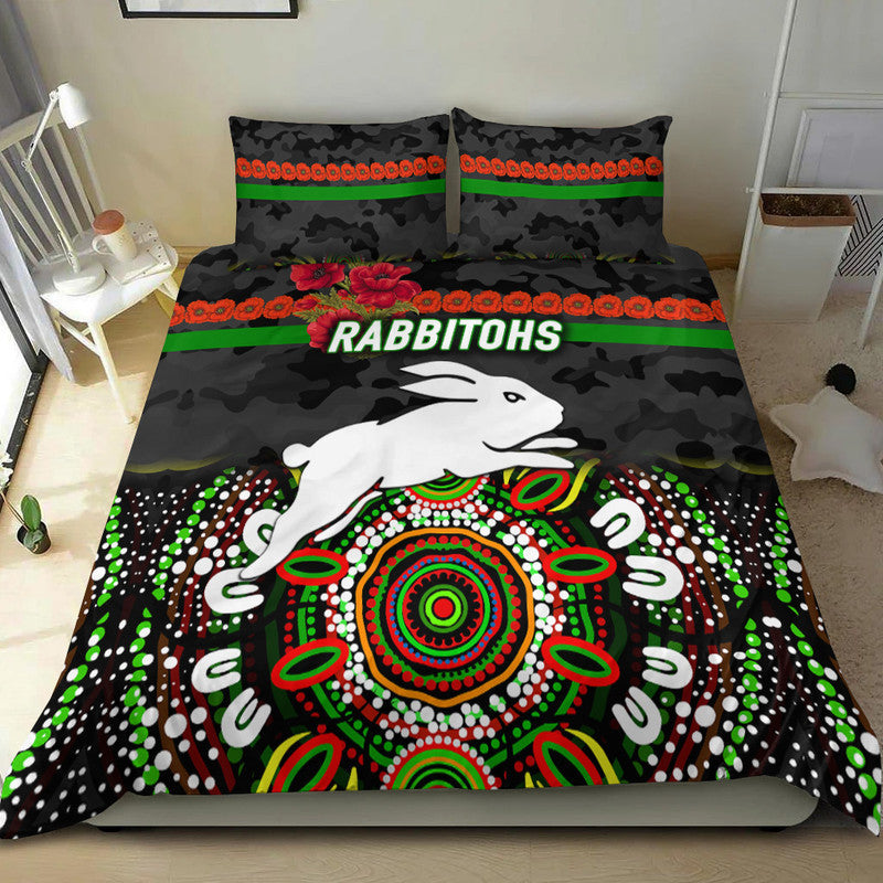 south-sydney-rabbitohs-anzac-2022-bedding-set-indigenous-vibes-black