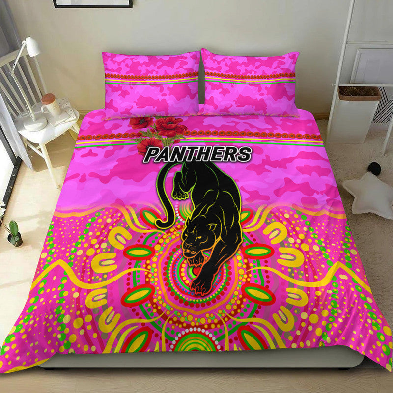penrith-panthers-anzac-2022-bedding-set-indigenous-vibes-pink