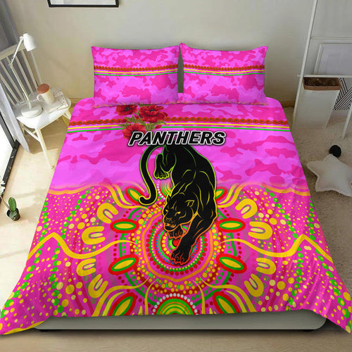 penrith-panthers-anzac-2022-bedding-set-indigenous-vibes-pink
