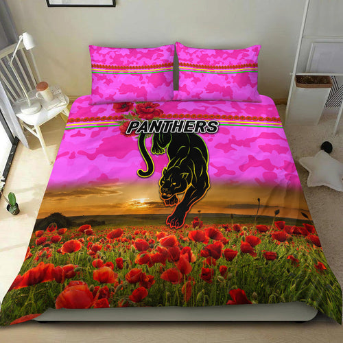 penrith-panthers-anzac-2022-bedding-set-poppy-flowers-vibes-pink