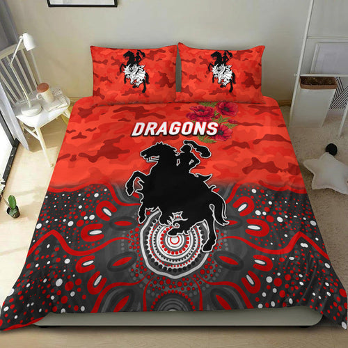 st-george-illawarra-dragons-anzac-2022-bedding-set-indigenous-vibes-red