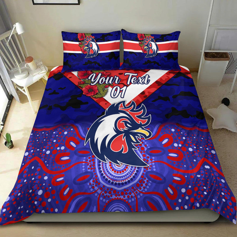 custom-personalised-sydney-roosters-anzac-2022-bedding-set-indigenous-vibes-blue