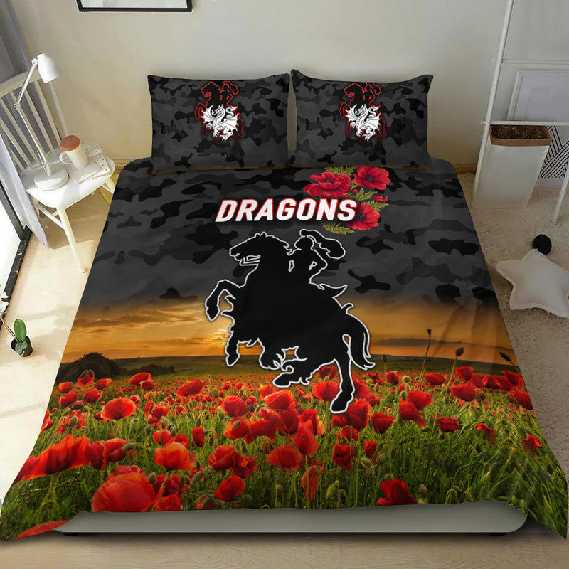 st-george-illawarra-dragons-anzac-2022-bedding-set-poppy-flowers-vibes-black