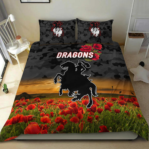 st-george-illawarra-dragons-anzac-2022-bedding-set-poppy-flowers-vibes-black