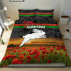 south-sydney-rabbitohs-anzac-2022-bedding-set-poppy-flowers-vibes-black