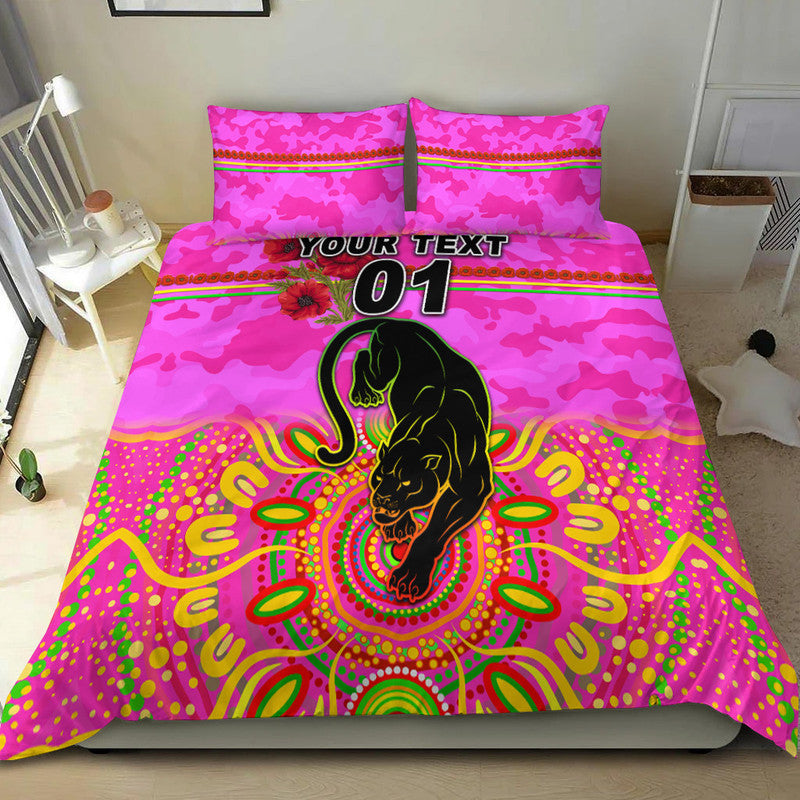 custom-personalised-penrith-panthers-anzac-2022-bedding-set-indigenous-vibes-pink