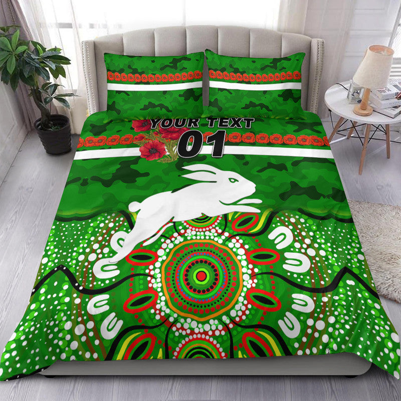 custom-personalised-south-sydney-rabbitohs-anzac-2022-bedding-set-indigenous-vibes-green