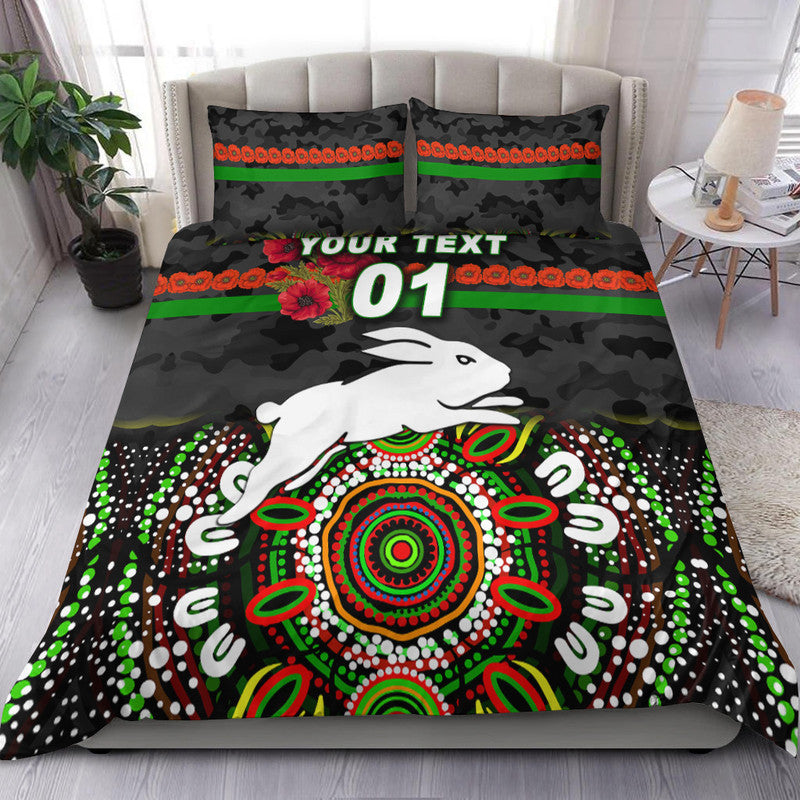 custom-personalised-south-sydney-rabbitohs-anzac-2022-bedding-set-indigenous-vibes-black