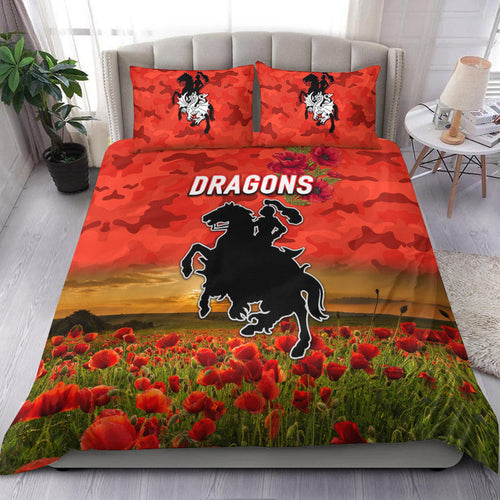 st-george-illawarra-dragons-anzac-2022-bedding-set-poppy-flowers-vibes-red