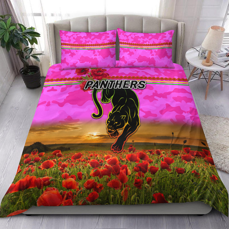 penrith-panthers-anzac-2022-bedding-set-poppy-flowers-vibes-pink