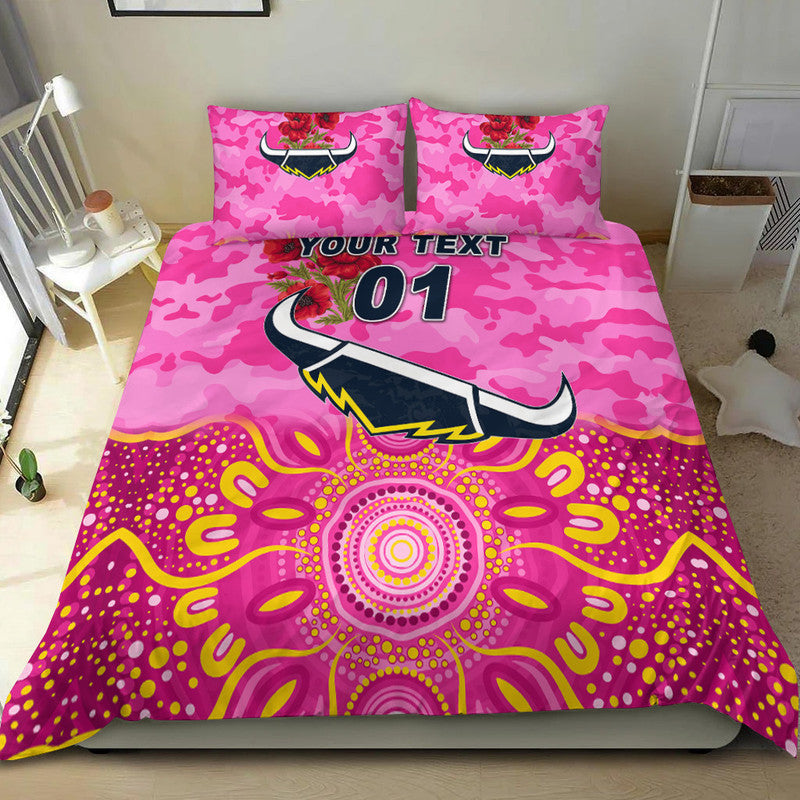 custom-personalised-north-queensland-cowboys-anzac-2022-bedding-set-indigenous-vibes-pink