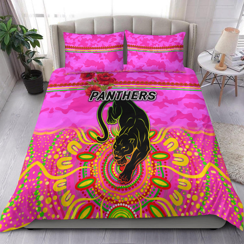penrith-panthers-anzac-2022-bedding-set-indigenous-vibes-pink