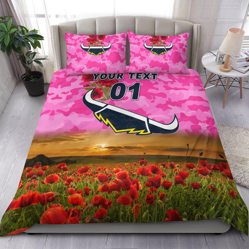 custom-personalised-north-queensland-cowboys-anzac-2022-bedding-set-poppy-flowers-vibes-pink