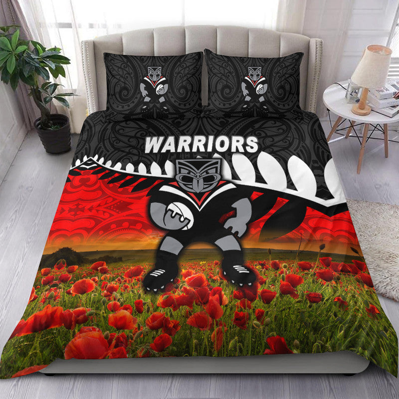 new-zealand-warriors-anzac-2022-bedding-set-maori-poppy-flowers-vibes