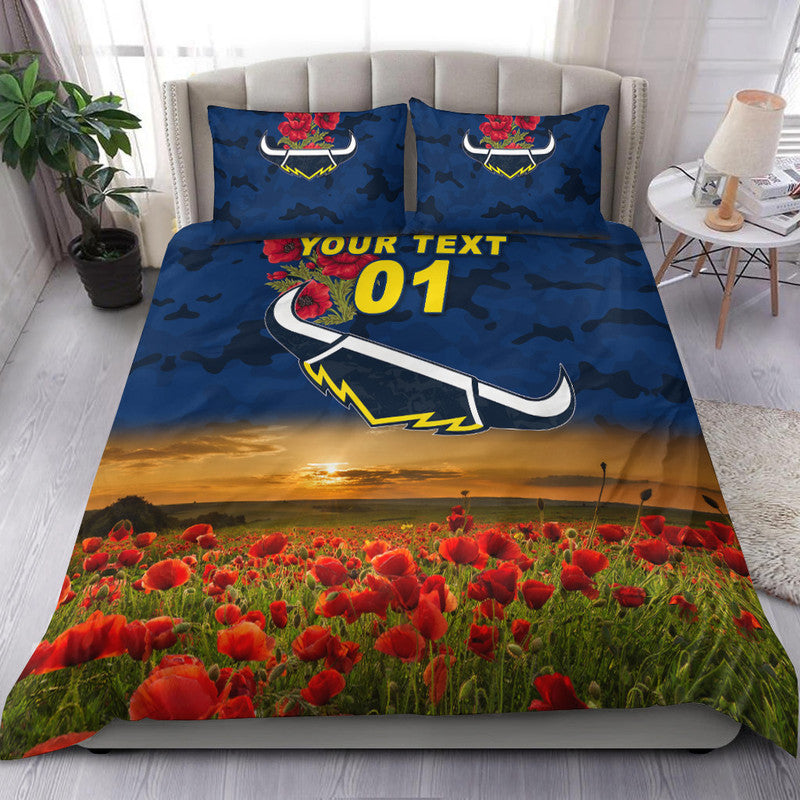custom-personalised-north-queensland-cowboys-anzac-2022-bedding-set-poppy-flowers-vibes-blue