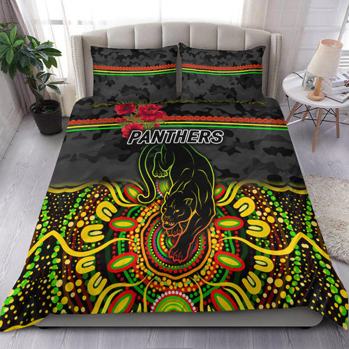 penrith-panthers-anzac-2022-bedding-set-indigenous-vibes-black