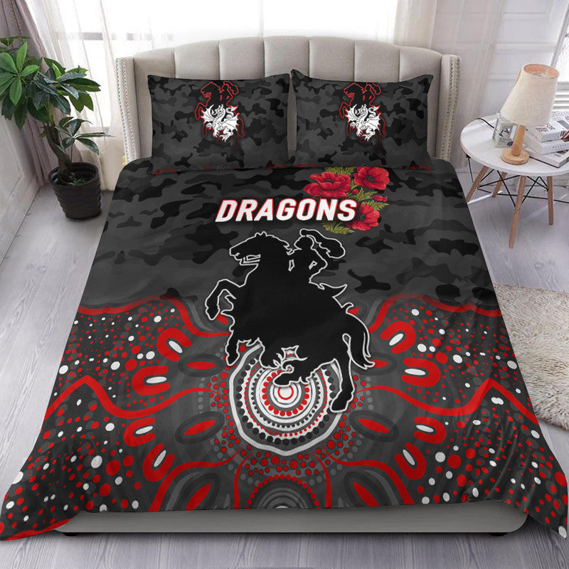 st-george-illawarra-dragons-anzac-2022-bedding-set-indigenous-vibes-black