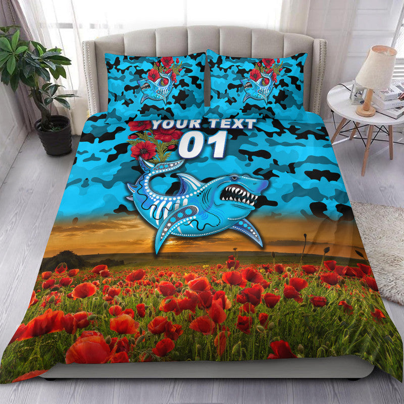 custom-personalised-cronulla-sutherland-sharks-anzac-2022-bedding-set-poppy-flowers-vibes
