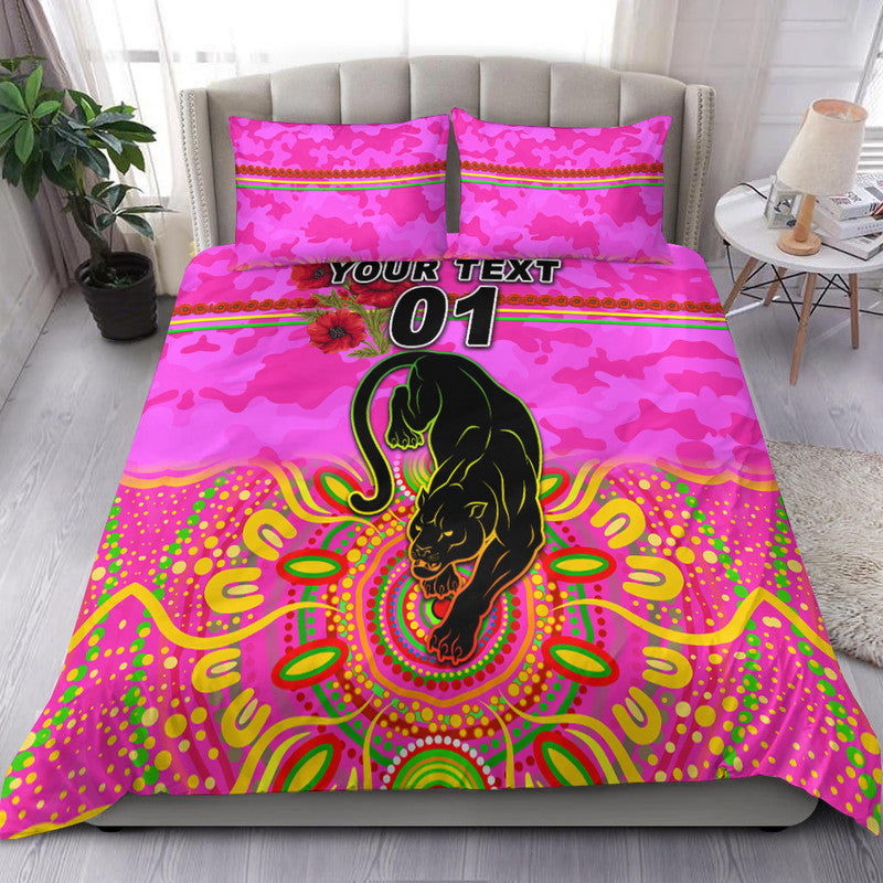 custom-personalised-penrith-panthers-anzac-2022-bedding-set-indigenous-vibes-pink