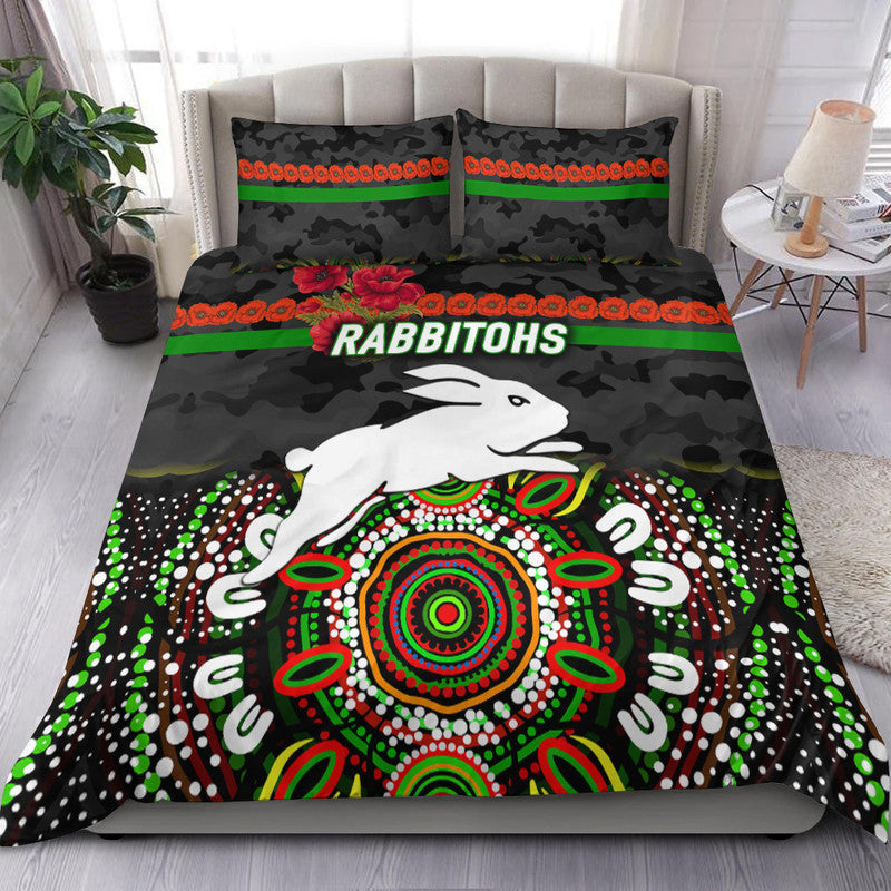 south-sydney-rabbitohs-anzac-2022-bedding-set-indigenous-vibes-black