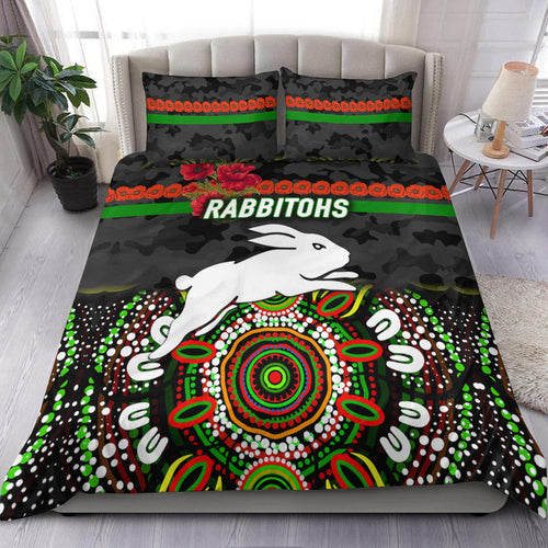 south-sydney-rabbitohs-anzac-2022-bedding-set-indigenous-vibes-black