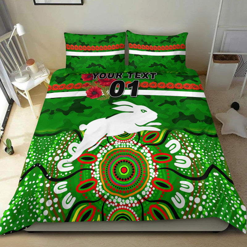 custom-personalised-south-sydney-rabbitohs-anzac-2022-bedding-set-indigenous-vibes-green