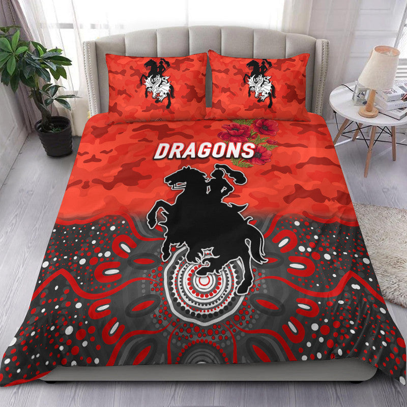 st-george-illawarra-dragons-anzac-2022-bedding-set-indigenous-vibes-red